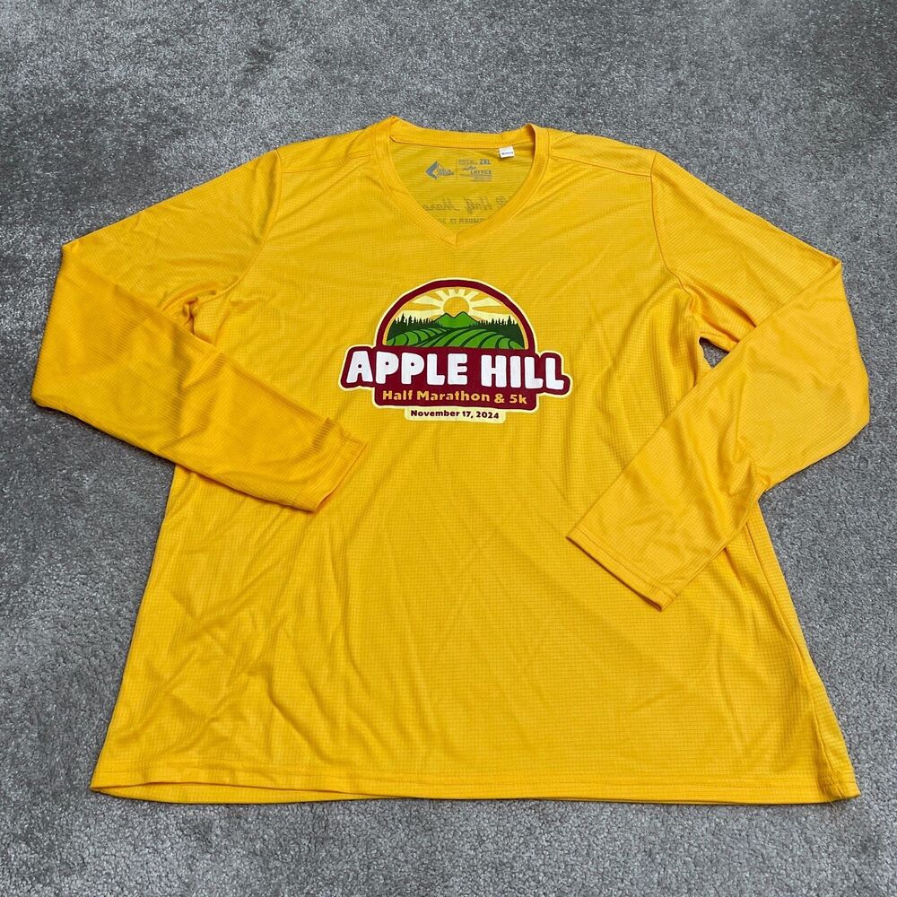Leslie Jordan Graphic T-Shirt Womens 2XL Yellow V-Neck Long Sleeve Outdoor Tee